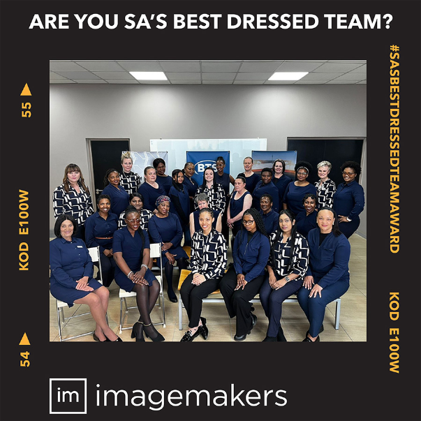 Bandag Team Wearing Imagemakers Corporate Ladies Wear - Navy Suiting and Zizag Print