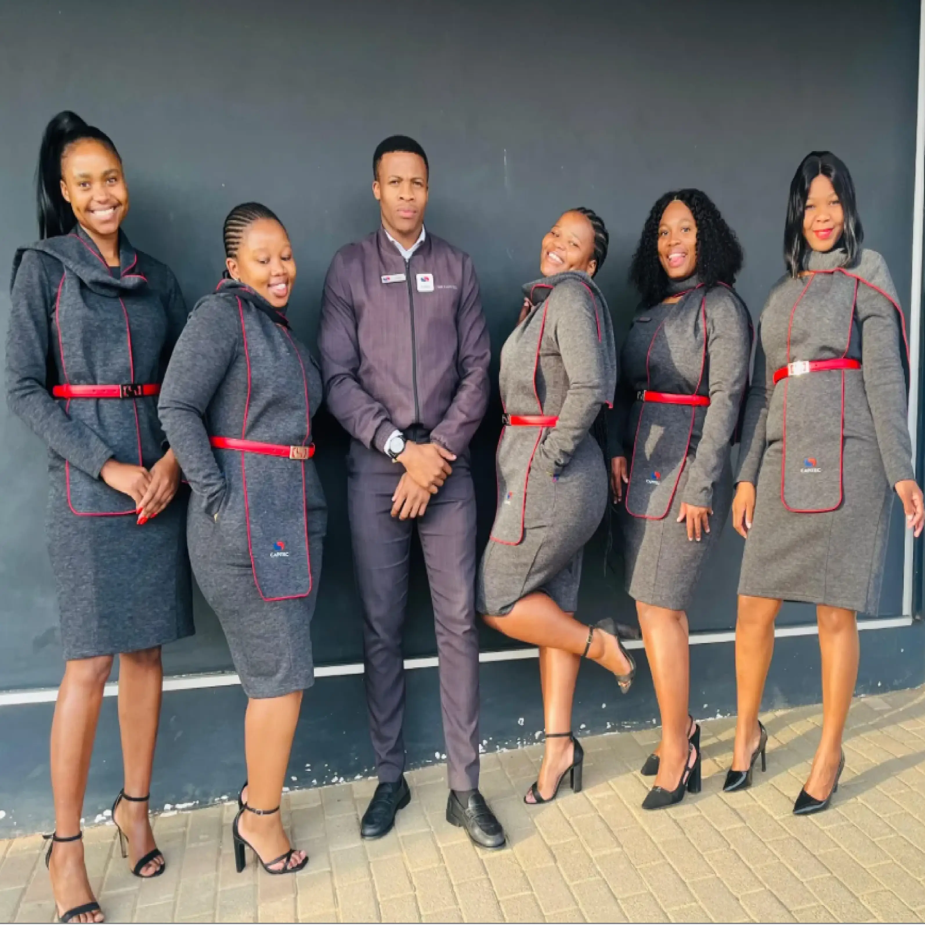 Capitec Bank Team of Women and Men in Charcoal Stretch Corporate Dresses and Clothing by Imagemakers