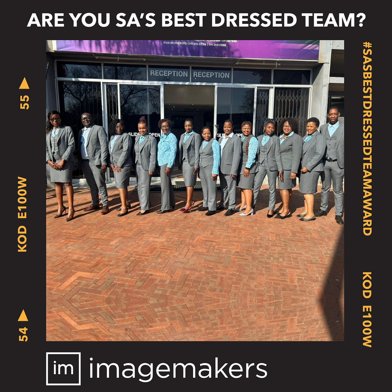 Johannesburg Forward in Faith Church Team in Corporate Clothing - Grey Suits with Matching Blue Patterned Blouses and Shirts