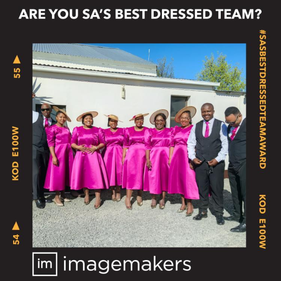 Our Team Representing Old Apostolic Church In Black and White Formal Menswear and Ladies Pink Team Uniforms