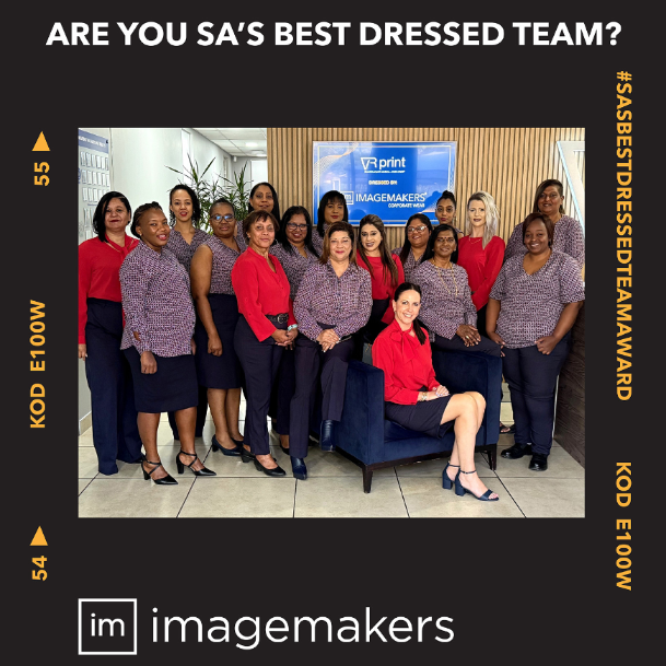 VR Printers Team from Durban in Navy, Red and Yacht Print Co-ordinated Office Wear, Proudly Dressed by Imagemakers