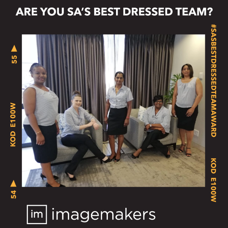 The VR Printers Team Dressed by Imagemakers in Grey Ladies Tops and Black Corporate Garments for the Office